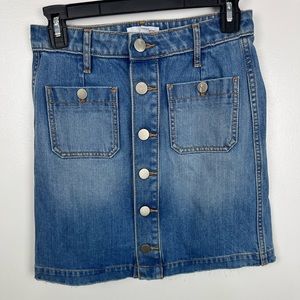 Ann Taylor Loft Midi Denim Button Down Skirt